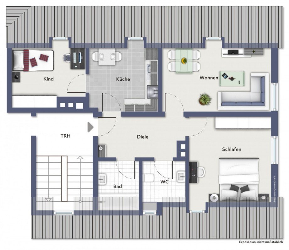Grundriss Dachgeschosswohnung Kempten