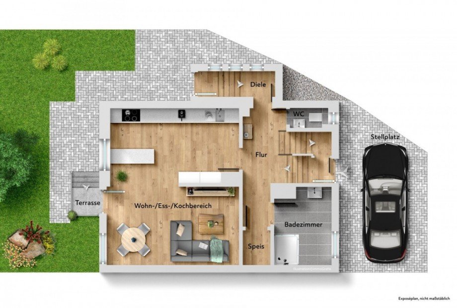 Grundriss EG Reiheneckhaus Memmingen