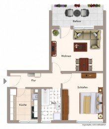 Grundriss **Nach einer Woche verkauft** Attraktive Kapitalanlage: Gepflegte 2-Zimmer-Wohnung mit Balkon und Garage!