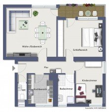 Grundriss **Nach drei Wochen verkauft!** Attraktive 3-Zimmer-Wohnung mit Tageslichtbad und Balkon sowie Einzelgarage in Biberach!