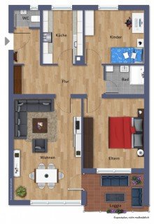 Grundriss **Nach zwei Wochen vermietet!** Attraktive 3-Zimmer-Wohnung mit Balkon und TG-Stellplatz in zentrumsnaher Lage!