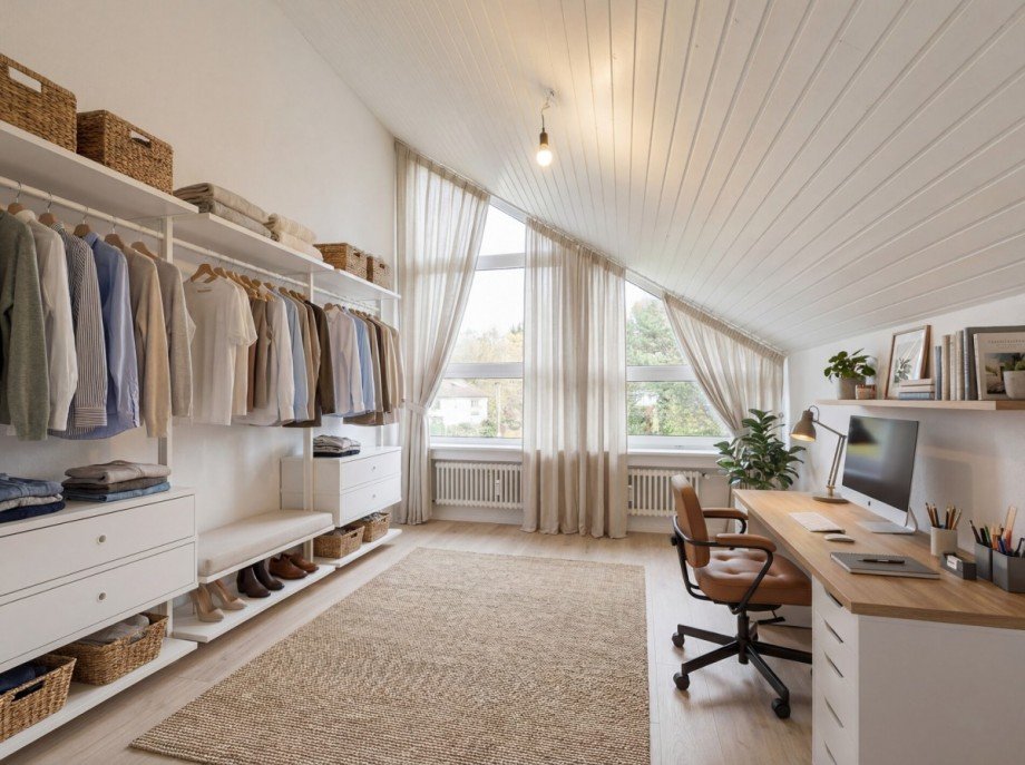 Ankleide-B�ro Einrichtungsvorschlag Dachgeschosswohnung Elchingen / Thalfingen