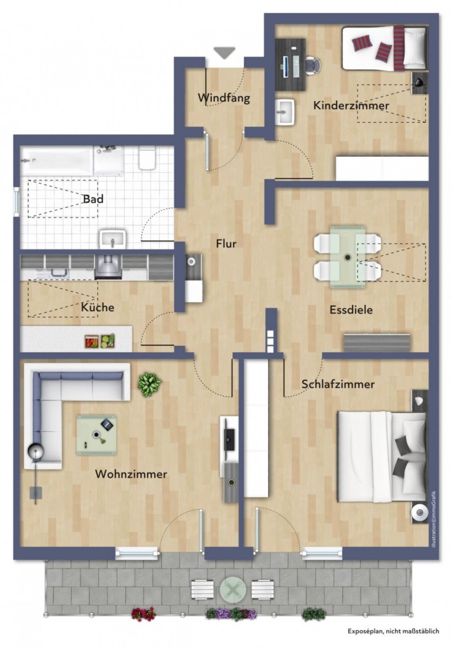 Grundriss Dachgeschosswohnung Bad Hindelang