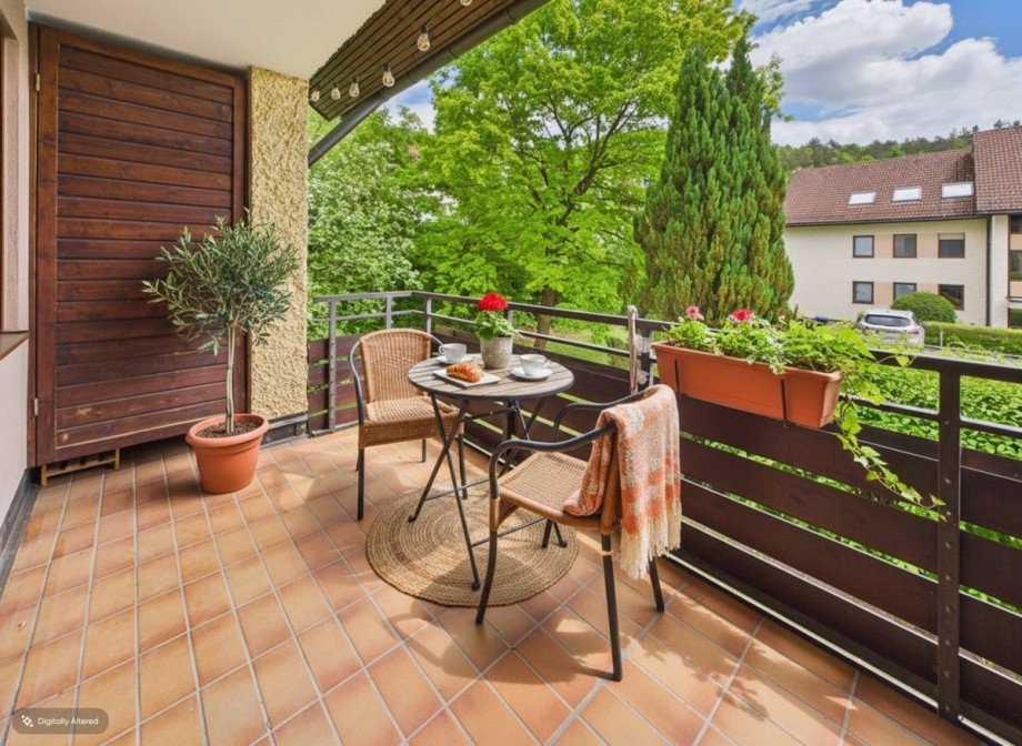Einrichtungsbeispiel Balkon Etagenwohnung Blaustein / Herrlingen