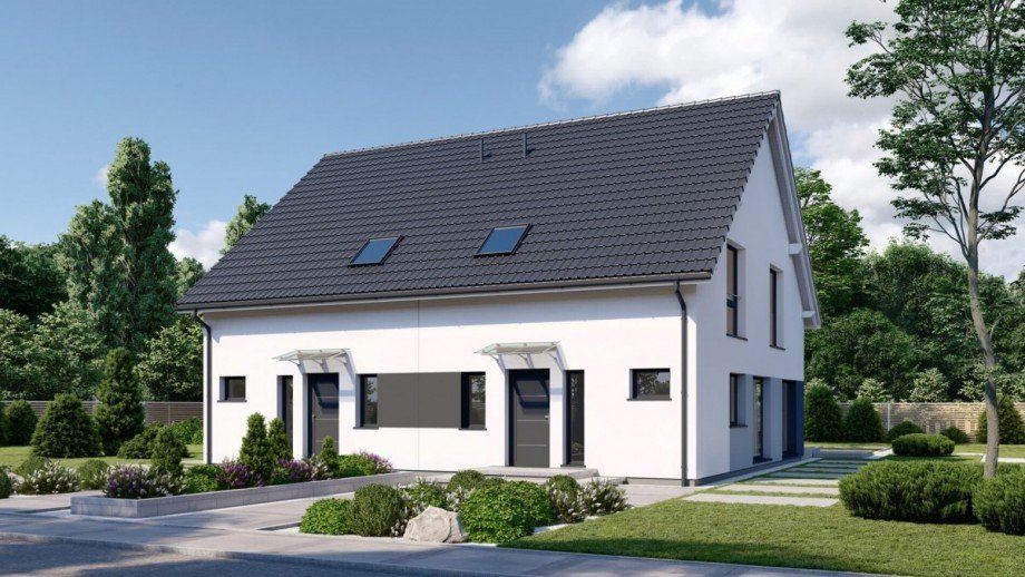 Ansicht-Ilustration Doppelhaush�lfte Gablingen