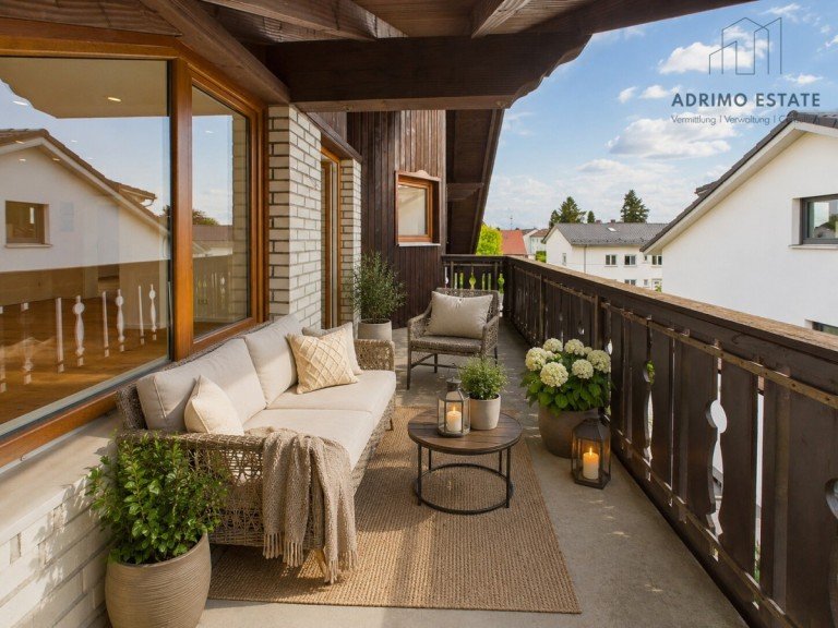 Einrichtungsbeispiel Balkon Wei�enhorn Dachgeschosswohnung Bereit f�r Ihren Erstbezug? Neu ausgebaute 3-Zimmer-Wohnung mit zwei Balkonen in Wei�enhorn!