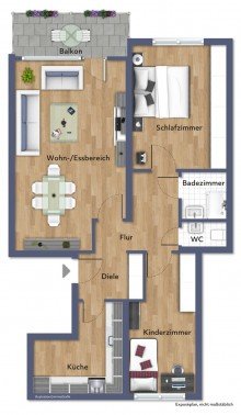 Grundriss **Nach vier Wochen verkauft!** Modernisierte 3-Zimmer-Wohnung mit sonnigem Balkon in ruhiger Lage von Offenhausen!
