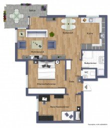 Grundriss **Nach 10 Wochen verkauft!** Moderne und helle 3-Zimmer-Wohnung mit sonniger Loggia in ruhiger Lage!