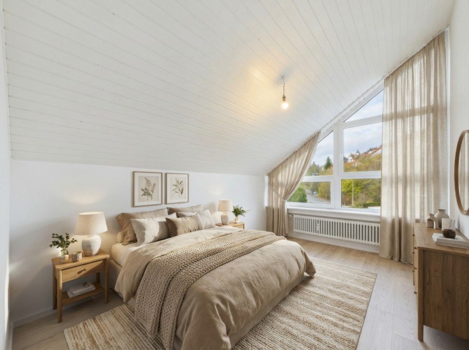 Schlafbereich Einrichtungsvorschlag Dachgeschosswohnung Elchingen / Thalfingen
