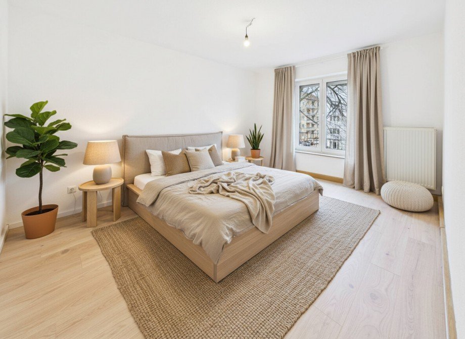 Schlafbereich Einrichtungsbeispiel Etagenwohnung Neu-Ulm