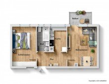 Grundriss **Nach einer Woche vermietet** Modernisierte 2-Zimmer-Wohnung mit sonnigem Balkon - In Biberach!
