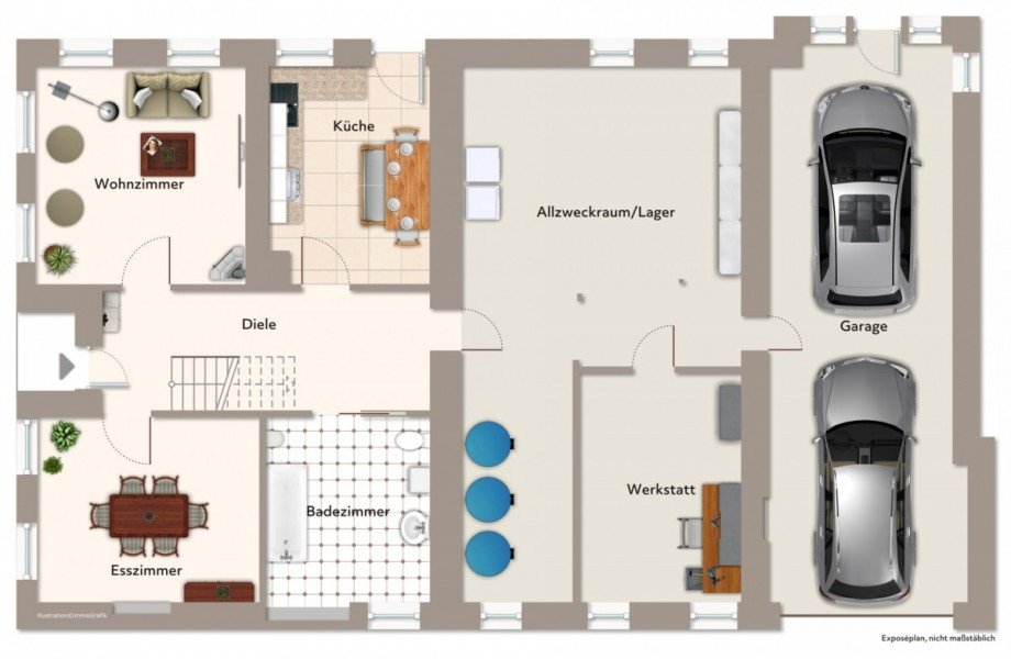 Grundriss EG Einfamilienhaus Kettershausen / Zaiertshofen