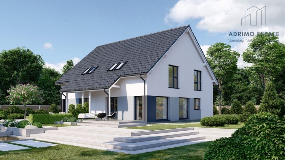Ansicht-Ilustration Doppelhaush�lfte Gablingen