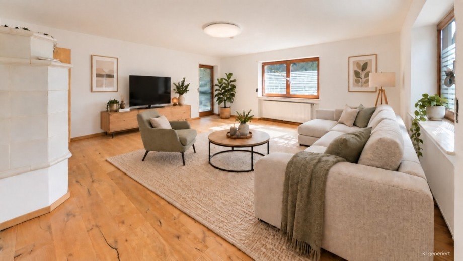 Wohnzimmer visualisiert Erdgeschosswohnung Rot an der Rot