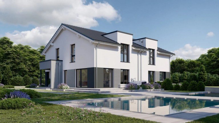 Ansicht Gablingen Doppelhaush�lfte Ihr Zuhause ist schon geplant - energieeffiziente Doppelhaush�lfte auf verf�gbarem Baugrundst�ck!