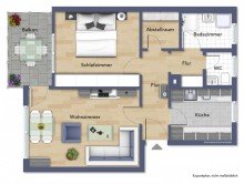 Grundriss **Nach einer Woche verkauft!** Attraktive 2-Zimmer-Wohnung mit sonnigem Balkon in ruhiger und zentrumsnaher Lage von Laupheim!