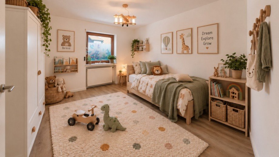 Kinderzimmer visualisiert Erdgeschosswohnung Rot an der Rot