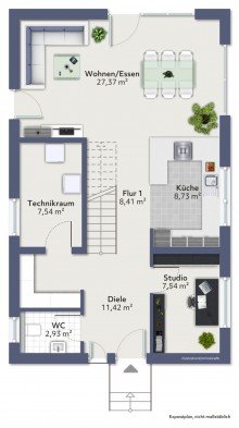 Erdgeschoss GRUNDST�CK INKLUSIVE! Familientraum - Freistehendes Neubau-Einfamilienhaus in KfW 40 QNG Bauweise!