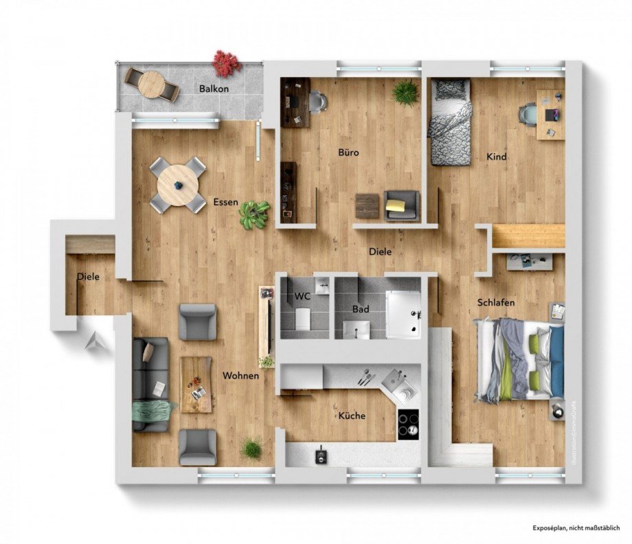 Grundriss Etagenwohnung Neu-Ulm / Ludwigsfeld