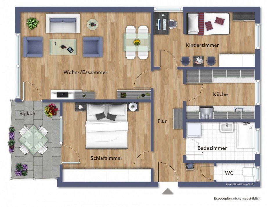 Grundriss Erdgeschosswohnung Biberach an der Ri�