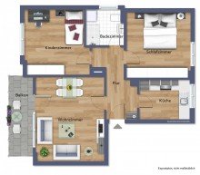 Grundriss **Nach einer Woche verkauft!** Modernisierte 3-Zimmer-Wohnung mit sonnigem Balkon und Tageslichtbad in idealer Lage!