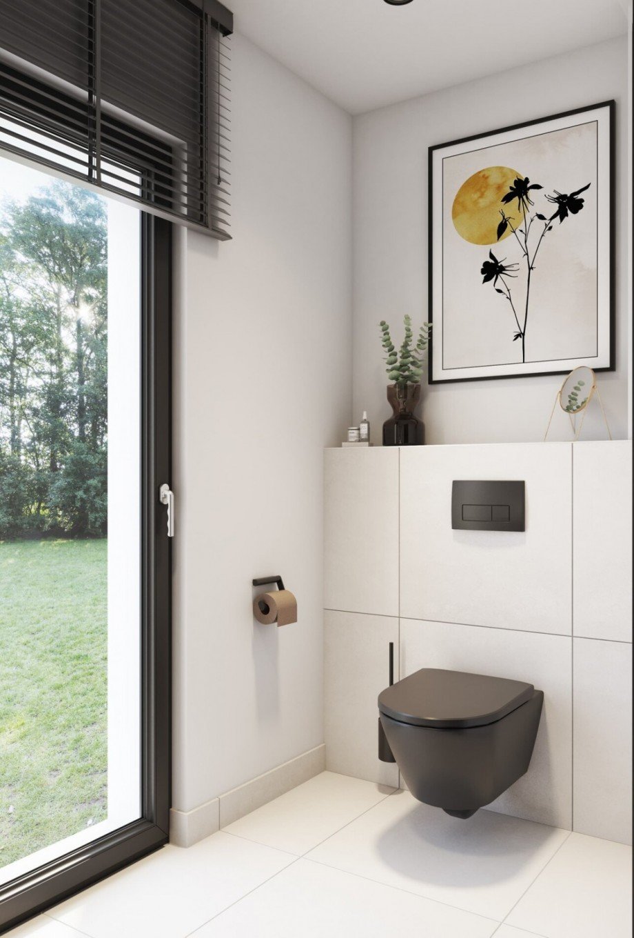 G�ste-WC Tageslichtbad beispielhafte Innenraumvisualisierung Einfamilienhaus Ochsenhausen