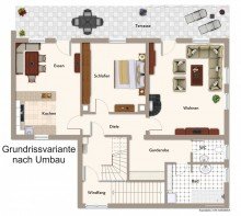 Erdgeschossvariante nach Umbau **Nach 10 Wochen verkauft!** Gro�z�giges Ein-Zweifamilienhaus mit sonnigem Garten und vier Garagen!